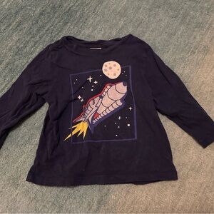 Hanna Andersson Navy Blue Rocket Graphic Shirt